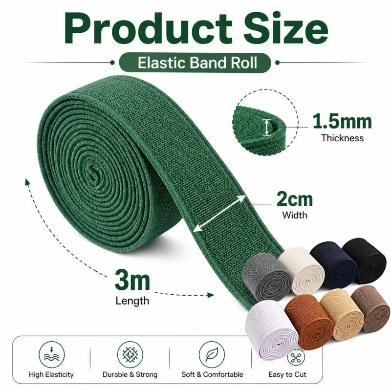 3 Meter 20 mm elastisches Band, das für Taillengürtel, Rucksäcke, Gummibänder für Kleidungsgürtel und DIY-Näharbeiten mit elastischem Gurtband verwendet wird. – Detail 2