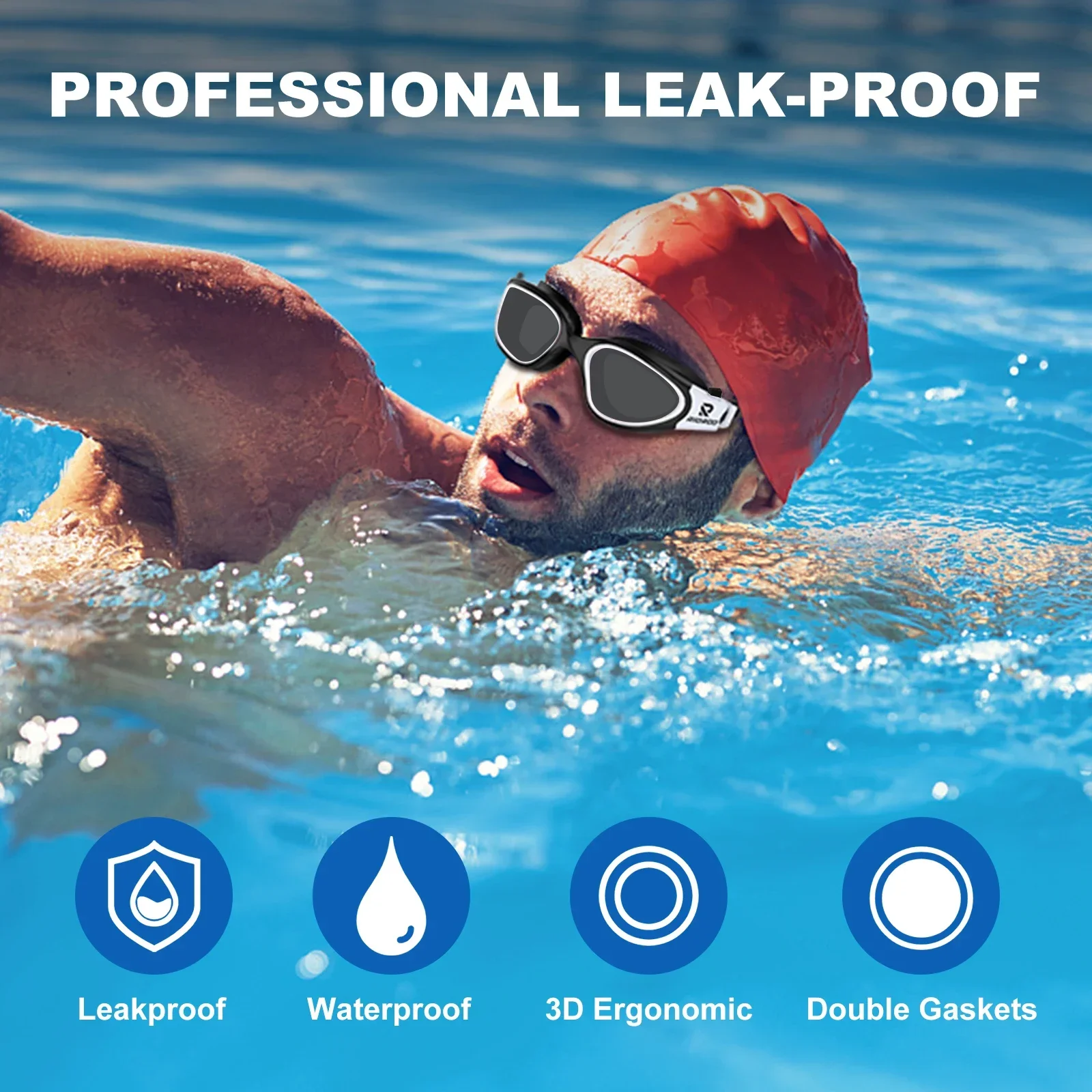 Lunettes de natation professionnelles pour adultes, lentille de protection UV, anti-buée, étanche, réglable, silicone, équipement de natation