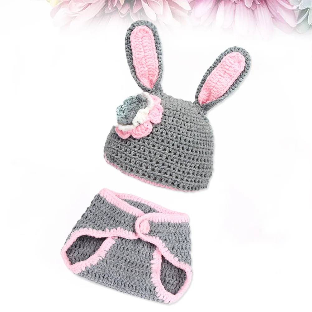 

Exquisite Newborn Baby Photography Props Pink Outfit Hat Pant Set Daily Wear Gift Baby Photo Props