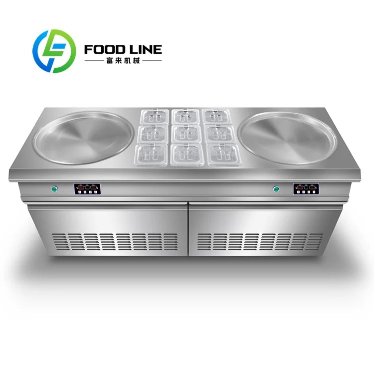 Manual Assisted Rolling Thai Ice Cream Roll Machine Reasonable Plate Height Create Comfortable Operating Posture For Staff