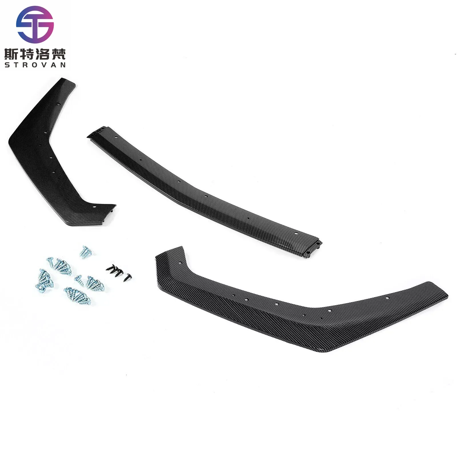 STLF For 18-23 Fords Mustang Carbon Look GT-Style Front Bumper Body Kit Splitter Lip