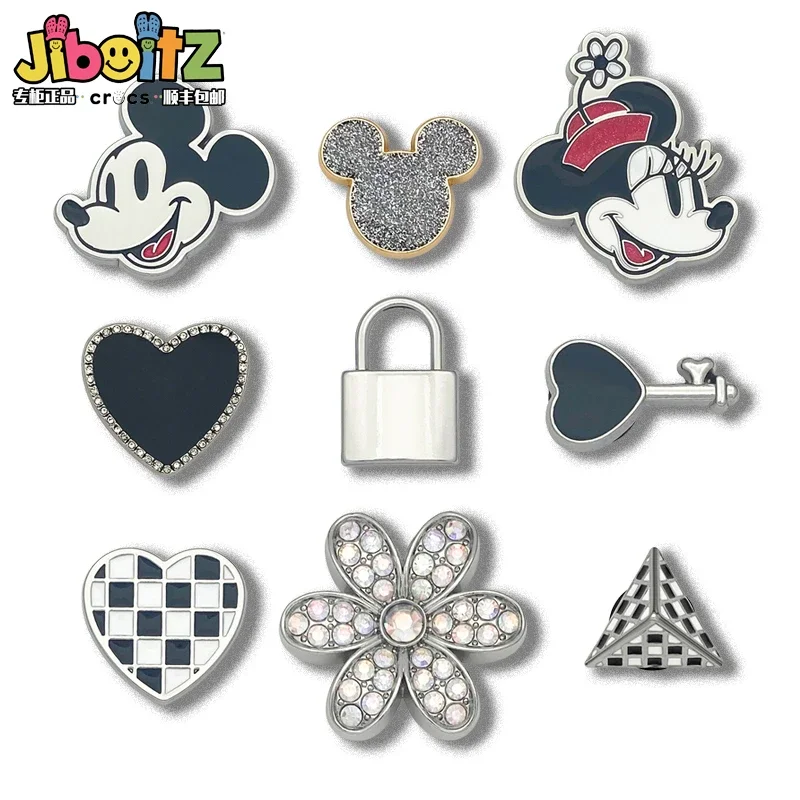 

Disney Minnie Diamond Shiny Love Metal Sheo Charms for Sandals Clog Y2k Fashion Cartoon Pearl Diamond Shoe Decoration Kdis Gifts