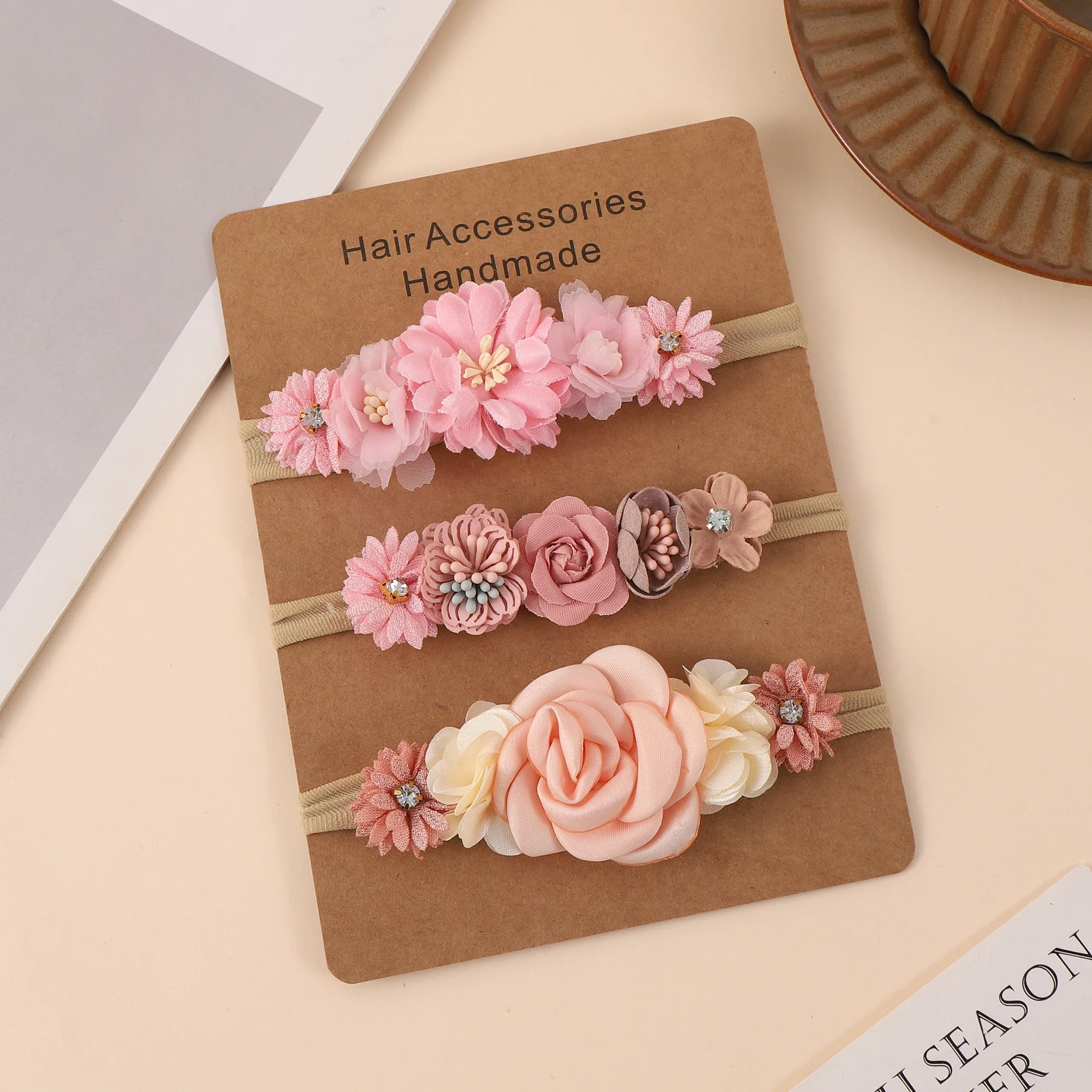 3 unidades/lote. Diadema para bebé, diadema elástica con motivos adorables, diadema con flor para recién nacidos, diadema para niñas pequeñas, accesorios para el cabello de niños.