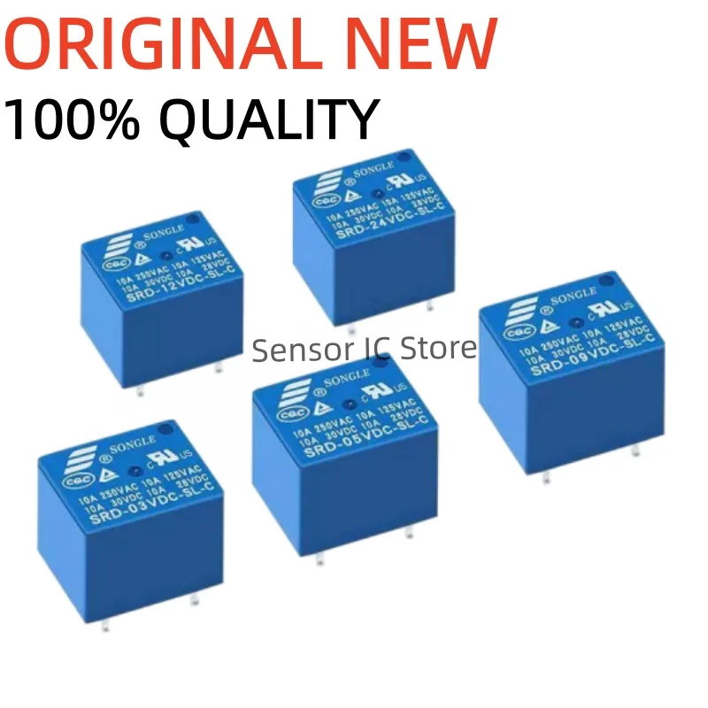 10/50PCS/Lot Original New Relay SRD-05VDC-SL-A SRD-12VDC-SL-A SRD-24VDC-SL-A 10A 250VAC 4PIN 5V 9V 12V 24V 48V Power Relay