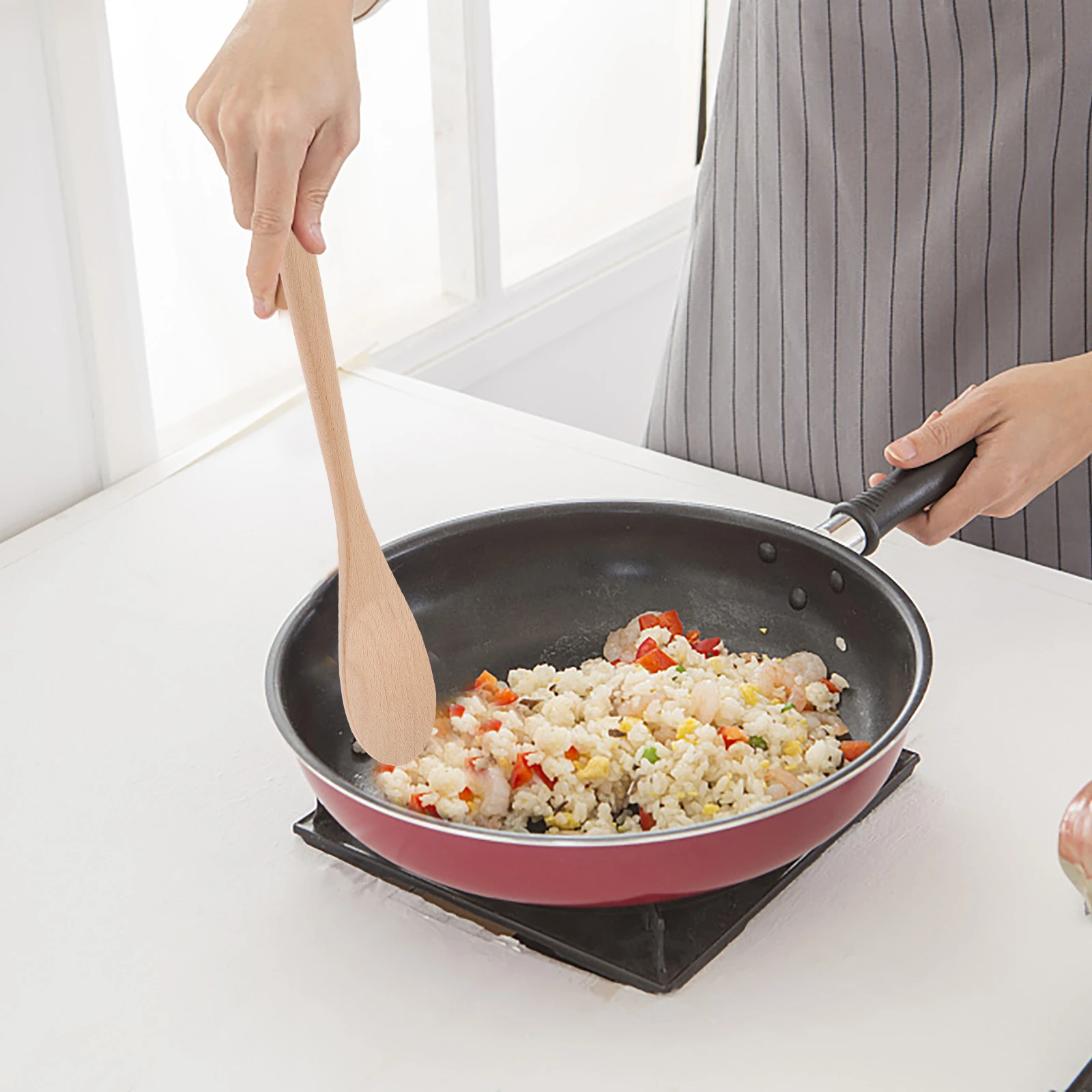 

Beech Wood Soup Spoon Long H Kitchen Gadgets Dinnerware Salad Server Tool Reusable Wooden Spoons for Cooking Rice Ladle