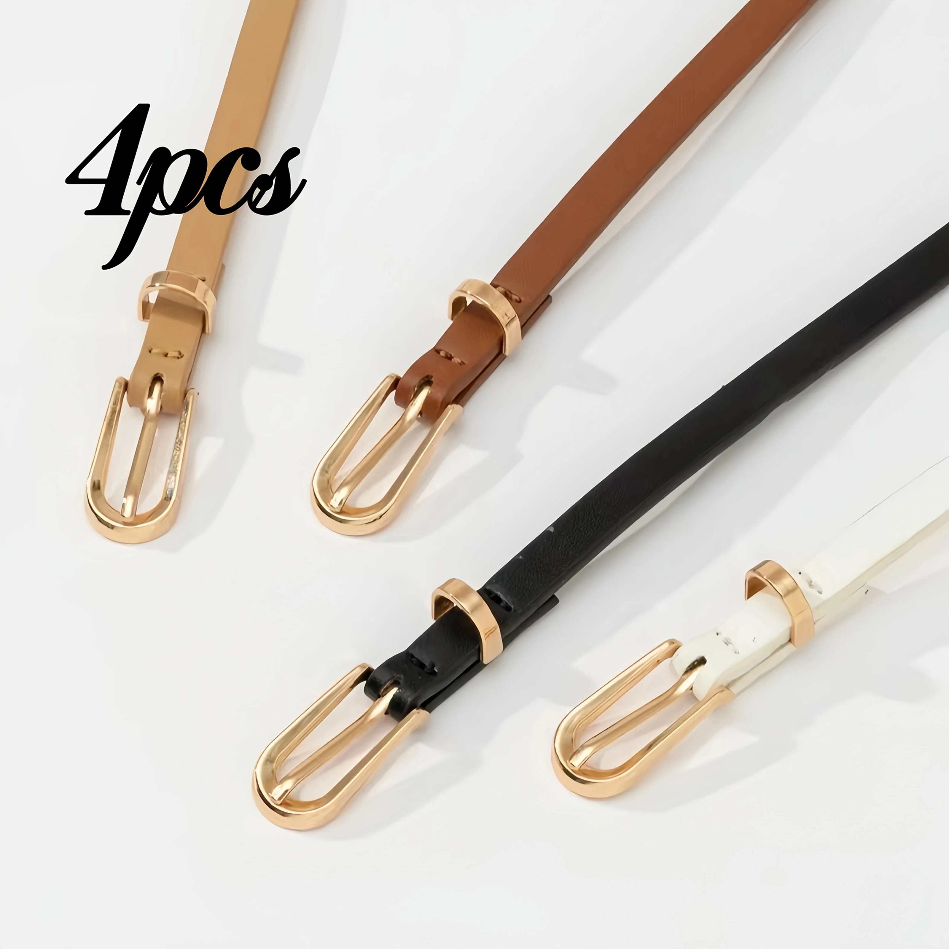 4 Sets of Colorful Dopamine Minimalist Design Belts, Suitable for Daily Wear and for Matching with Diverse Outfits, Suitable for F