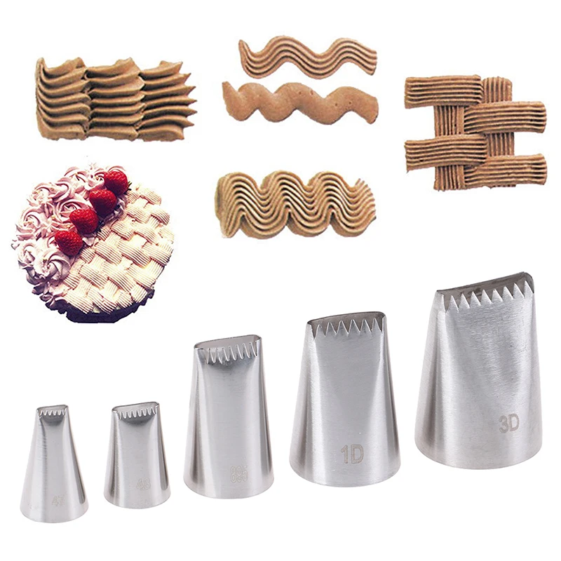 

5pcs Basket Weave Tips Icing Piping Nozzle Stainless Steel Writing Tube Nozzle