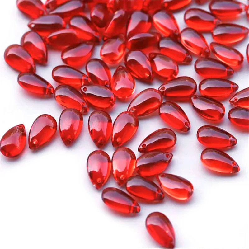 60pcs 8x14mm Glass Waterdrop Glass Loose Beads Crystal Charms Beads for Jewelry Making DIY Bracelet Necklace Accessories