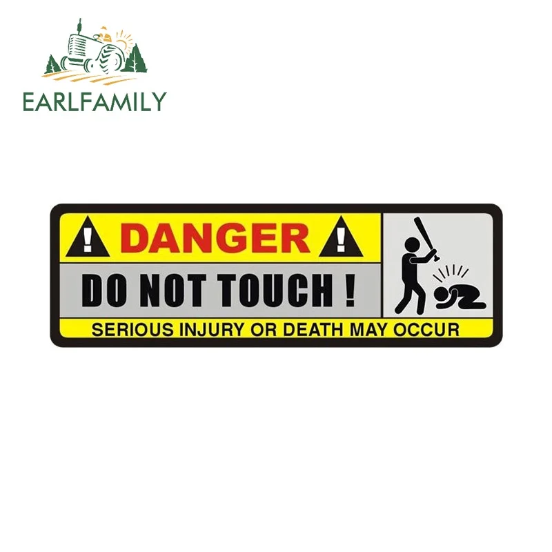 EARLFAMILY Do Not Touch Warning Car Sticker Interesting Waterproof Motorcycle SUV Rearview Mirror Decal Scratch-Proof Laptop JDM