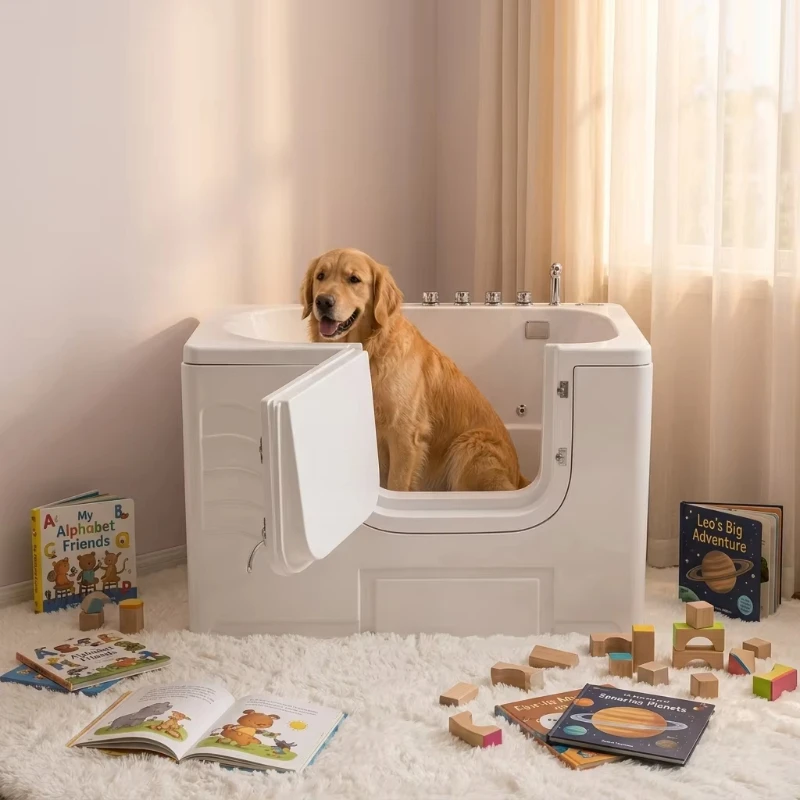 Compact Space-Saving Base Acrylic Electric Lift Dog Bath