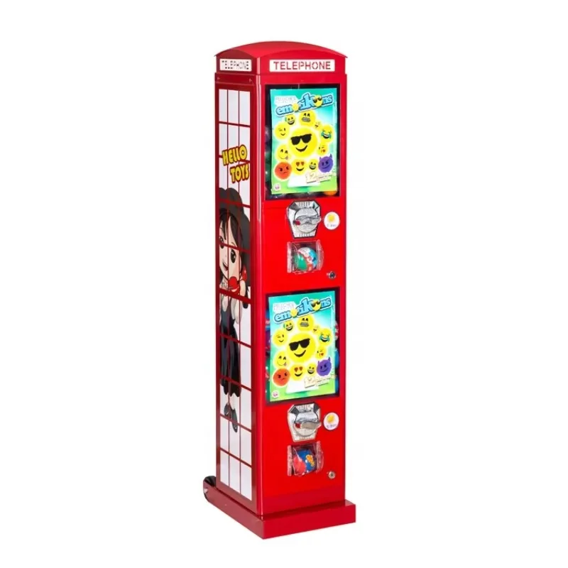 Double-layer candy chewing gum vending machine, capacity 300-600 pieces, size 28x28x130cm, coin-operated, 10 colors