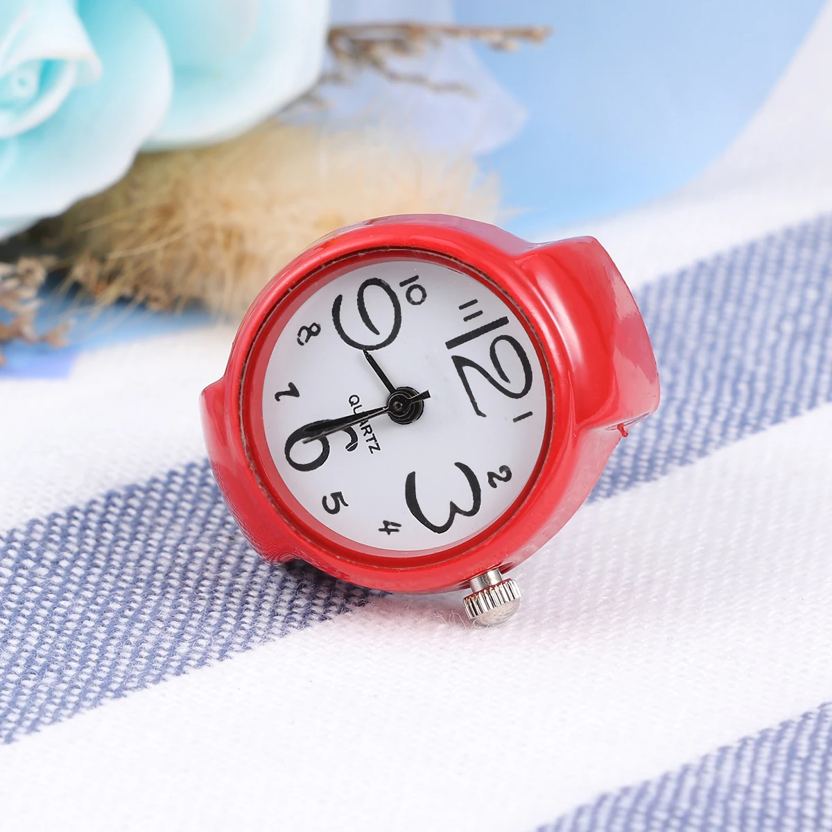 

Watch Red Wrist Shape Dainty Finger Watches for Men Watch-shaped Ring Quartz