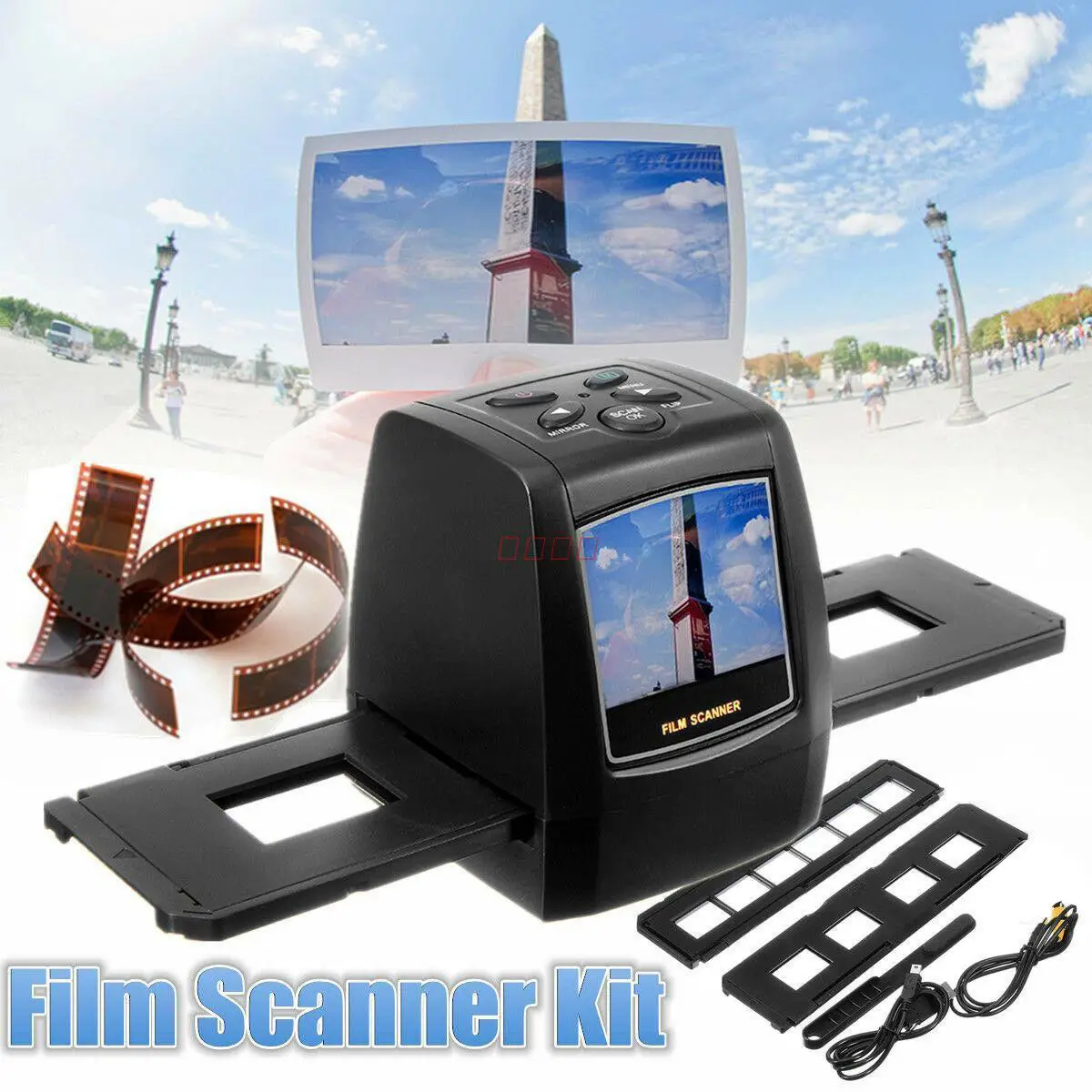 Film Slide Viewer Scanner 5MP 35mm Negative USB Professional Digital Photo Copier TFT 2.4-inch Color LCD Screen for Office Use