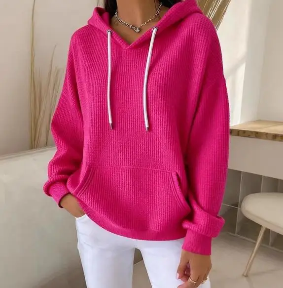 

Women's Hoodie Spring Autumn Classic Fashion Trend Casual Street Style Solid Color Lace Up Pocket Design Loose Hooded Hoodie