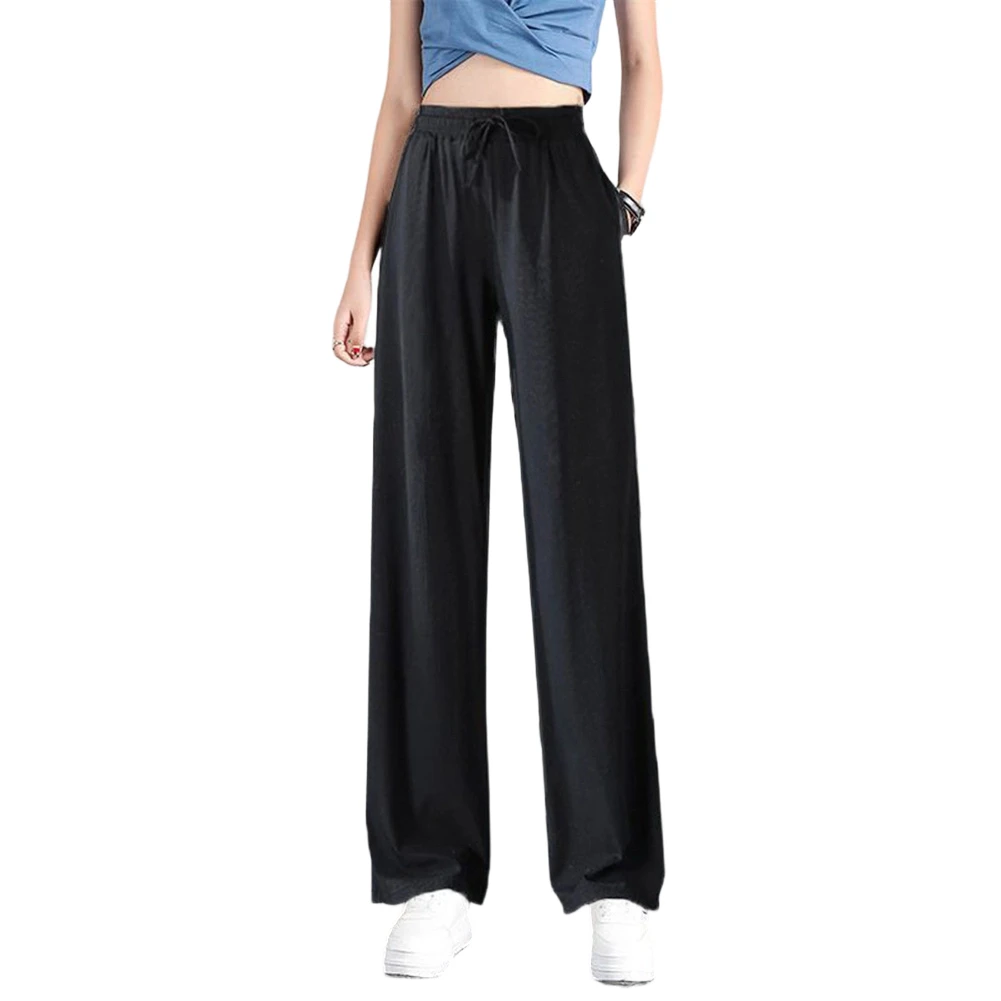 

Женские прямые брюки с драпировкой и регулируемым поясом на шнурке, однотонные, свободного кроя, повседневные, полной длины