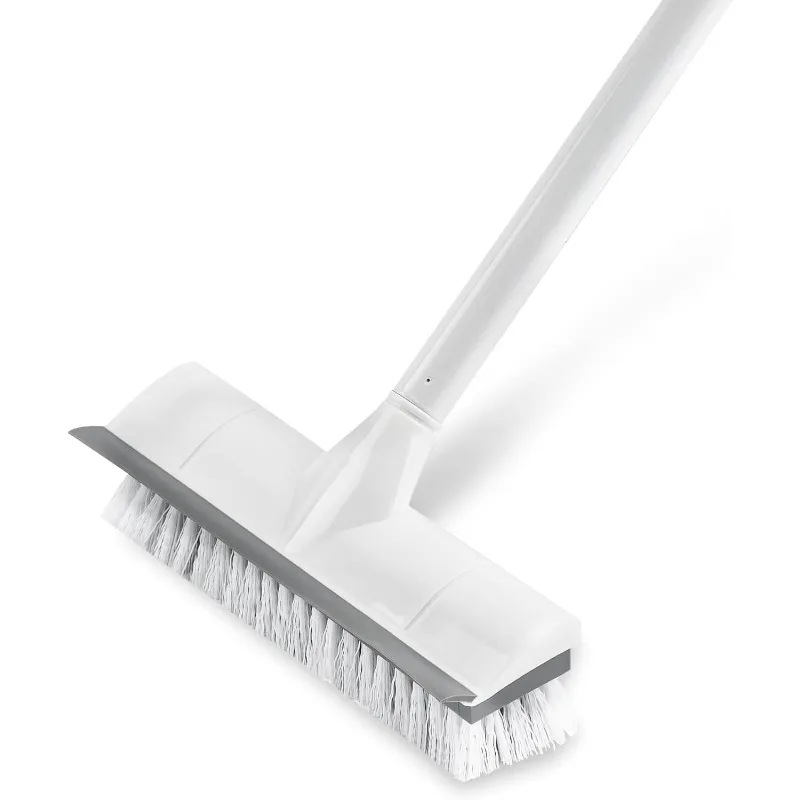 Floor Scrub Brush, 2 in 1 Scrape and Brush, Stiff Bristles Floor Scrubber, Deck Brush for Cleaning Bathroom,Bath, Tile