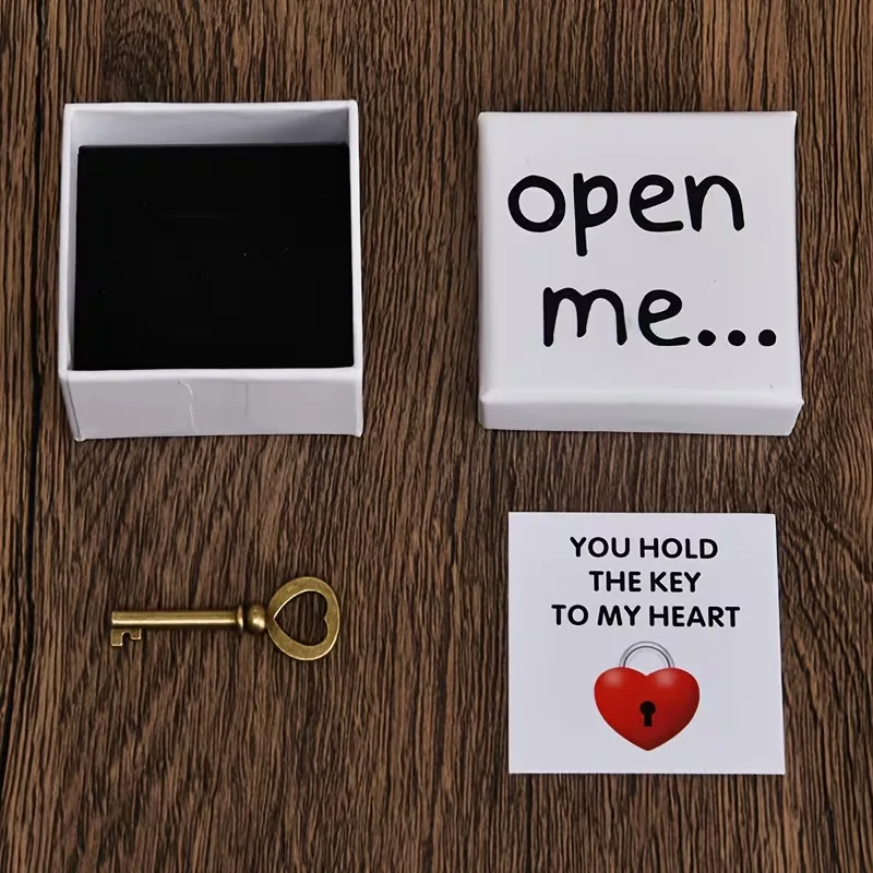 صندوق هدايا مفتاح افتحني له، يمكنك تحمل مفتاح بطاقة رسالة قلبي، هدية مفاجئة لعيد الحب للذكرى السنوية الرومانسية