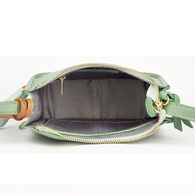 2023 Green Crossbody Bag with Horse Charm 100% First Layer Cowhide Leather Female Shoulder Bag Small Daily-use Phone Purse