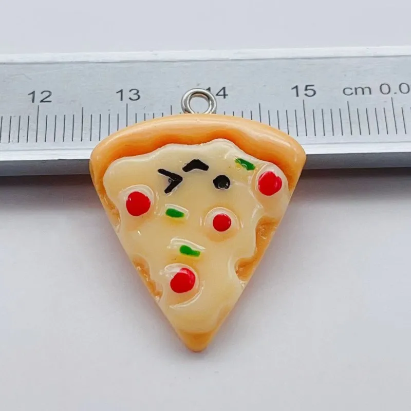 10pcs Cute Resin Triangle Pizza Food Charms Diy Cartoon Foods Keychains Earring Pendants Accessory Kawaii Women Jewelry Make