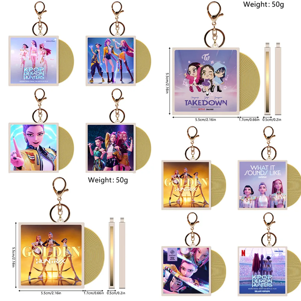 

HUNTR X KPOP Girl Group CD Альбом Черный виниловый брелок для пластинок Аксессуар Подарочный кулон Товары Сувенир Kpop Fans Collection