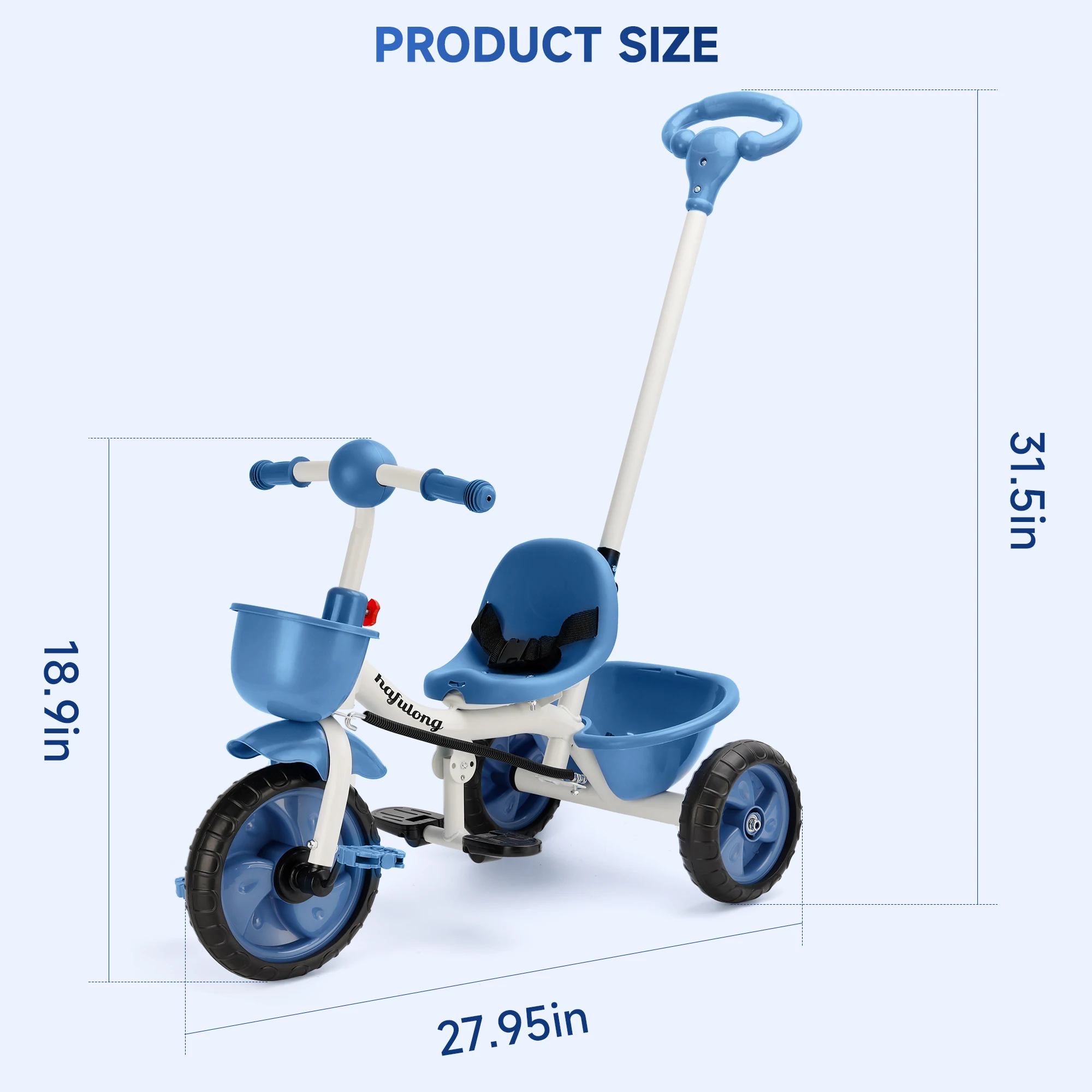 Artudatech Tricycle pour enfants en bas âge pour garçons et filles avec poignée poussoir Tricycle pour enfants