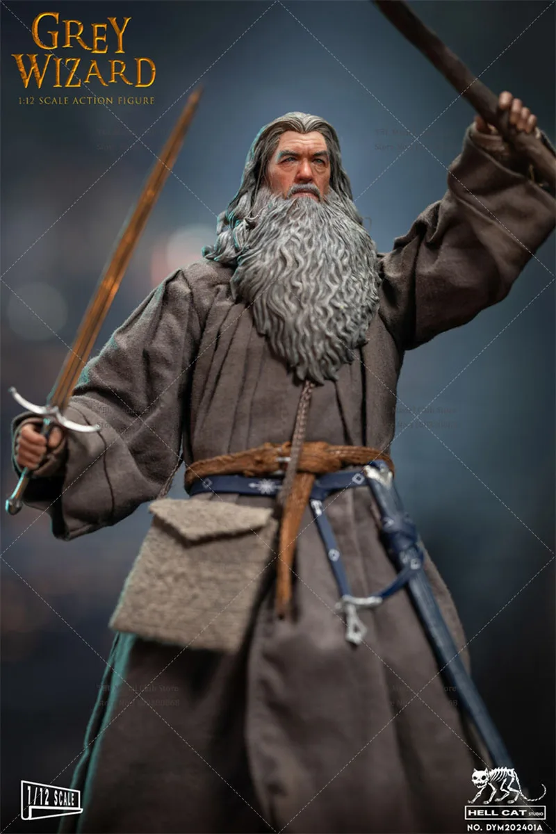 In Stock DYM202401 1/12 Scale Collectible Grey Robe Wizard 6-inch Male Soldier Action Figure Model Toy for Hobby Gifts