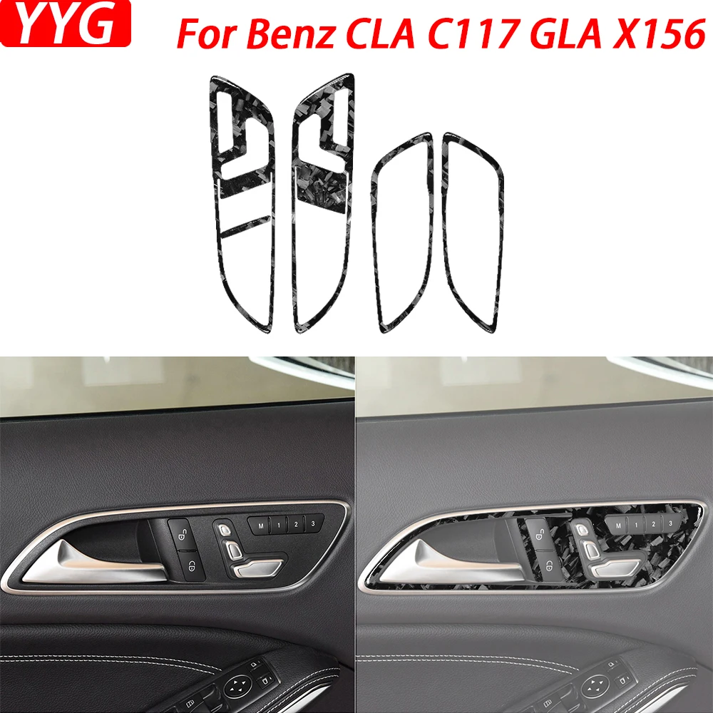 

Для Benz CLA C117 2014-2018 GLA X156 2015-2019, кованое углеродное волокно, панель регулировки для заднего сиденья двери, автомобильные аксессуары, наклейка