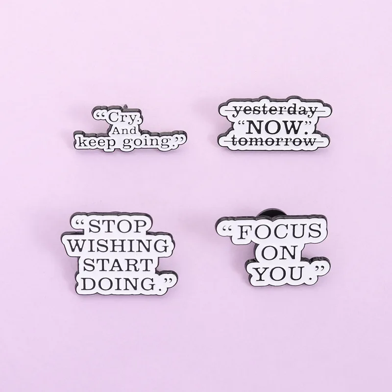 4pcs Inspirational Quote Enamel Pin Set 