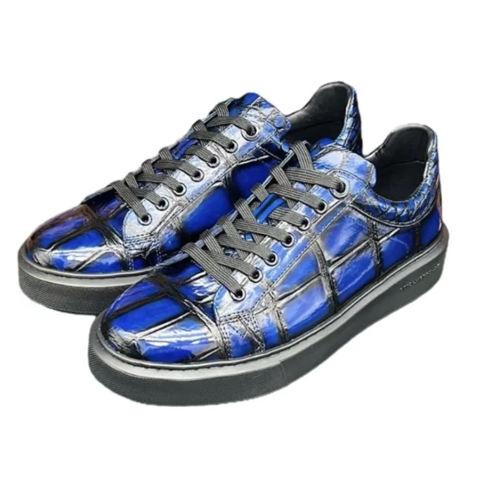 2024 new arrival Fashion Crocodile Skin causal shoes men,male Genuine leather sneakers pdd416