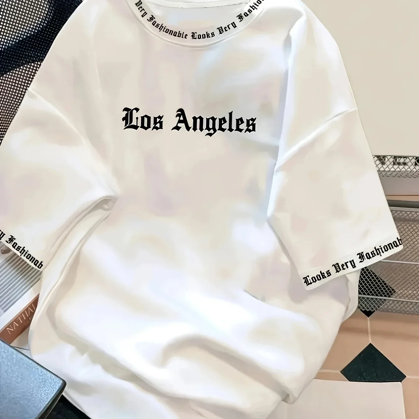 

Stylish Los Angeles Letter Print Harajuku Crew Neck - Soft y2k Breathable Short Sleeve Summer Daily and Street Fashion T-Shirt