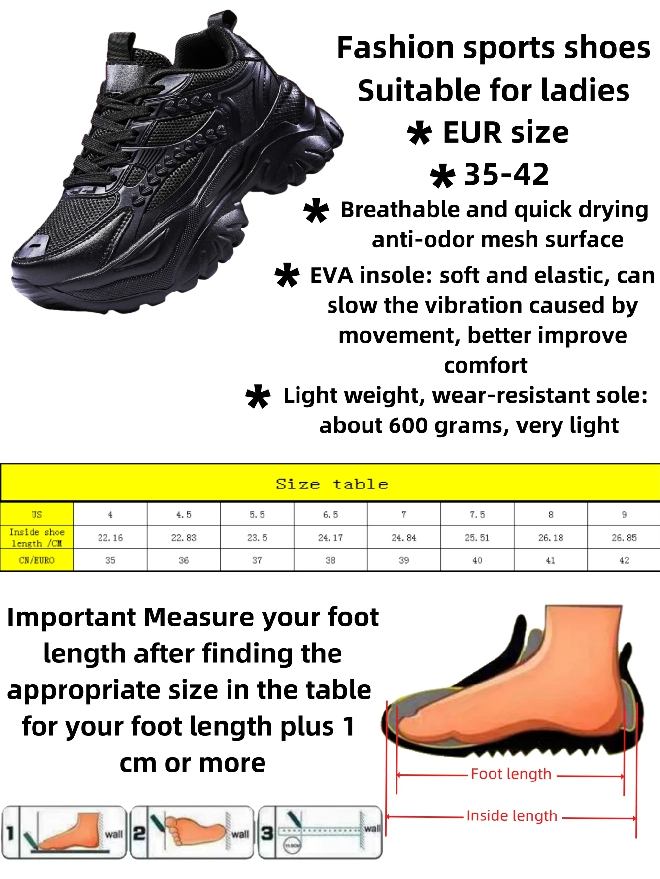 Women\'s four seasons outdoor sports shoes Lightweight platform high heels women\'s summer breathable black sandals