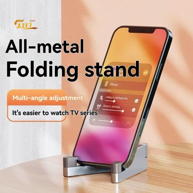 AEE7-Alloy V-Shape Foldable Mobile Stand Portable Desktop Holder For Phones And Tablets