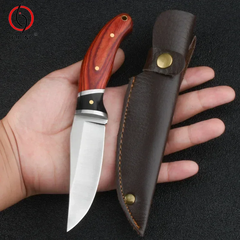 Cuchillo de cocina portátil para acampar, mango de madera, acero inoxidable, afilado para el hogar, bolsillo, barbacoa, cuchillo para carne