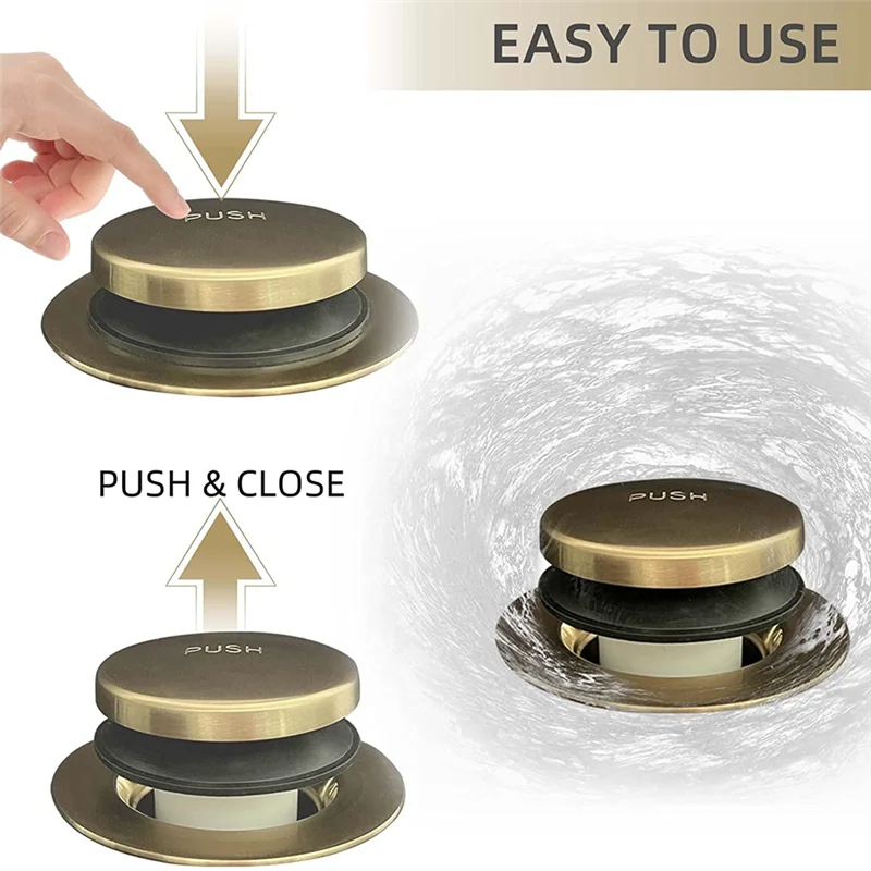 

A20F-1Set Bathtub Drain Gold Tip Toe Bath Tub Drain Kit With Two-Hole Overflow Faceplate Bath Tub Drain Set Brushed Gold