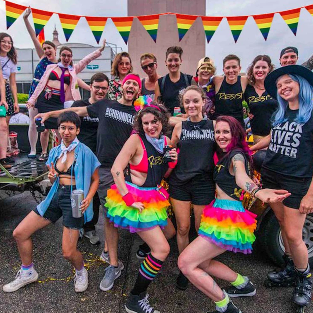 Banderín de bandera de orgullo LGBT de 5/10M, banderines de 10/20 banderas, banderines de arcoíris, pancarta del Orgullo Gay para celebración de fiestas y festivales LGBT