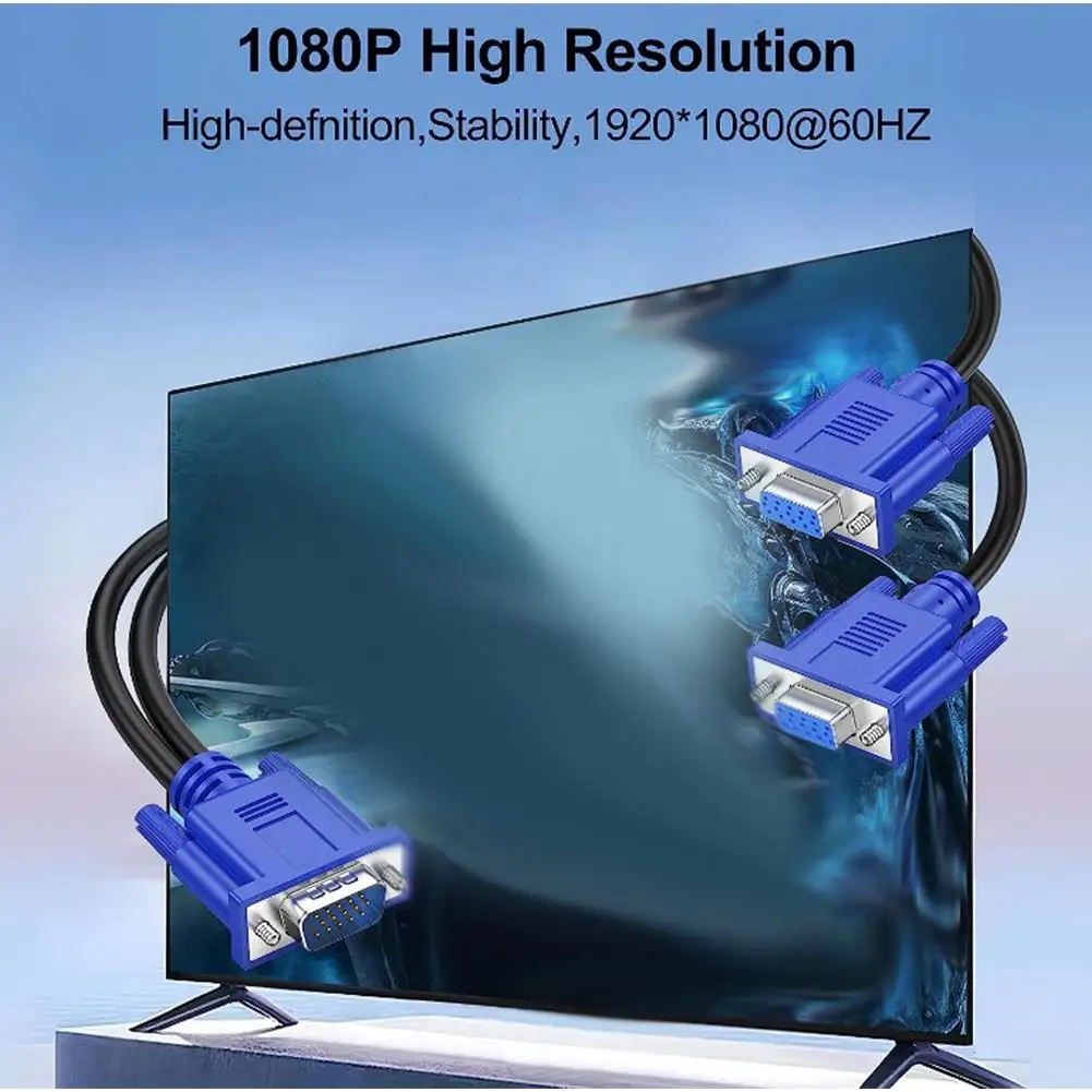 VGA Splitter Cable 1080P Dual VGA Monitor Y Cable 1 Male to 2 Female Adapter Cable for Screen Duplication for Projectors HDTVs