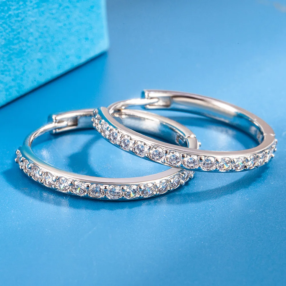 925 فضة 8/12/16/20 مللي متر الزركون هوب أقراط للنساء الزفاف المشاركة الفاخرة مصمم مجوهرات منع الحساسية