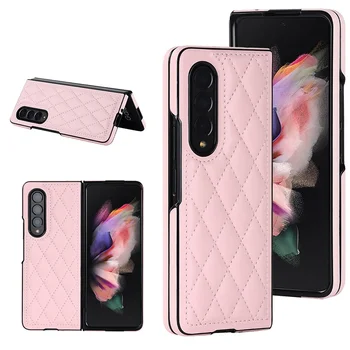 For Samsung Galaxy Z Fold 6 5 4 3 5G Luxury Premium Lambskin Leather Phone Case Fashion Camera Protection Shockproof Back Cover