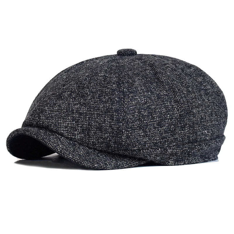 Winter Thick Warm Newsboy Caps Men Soft Octagonal Hat For Male Detective Hats Retro Driver Flat Caps