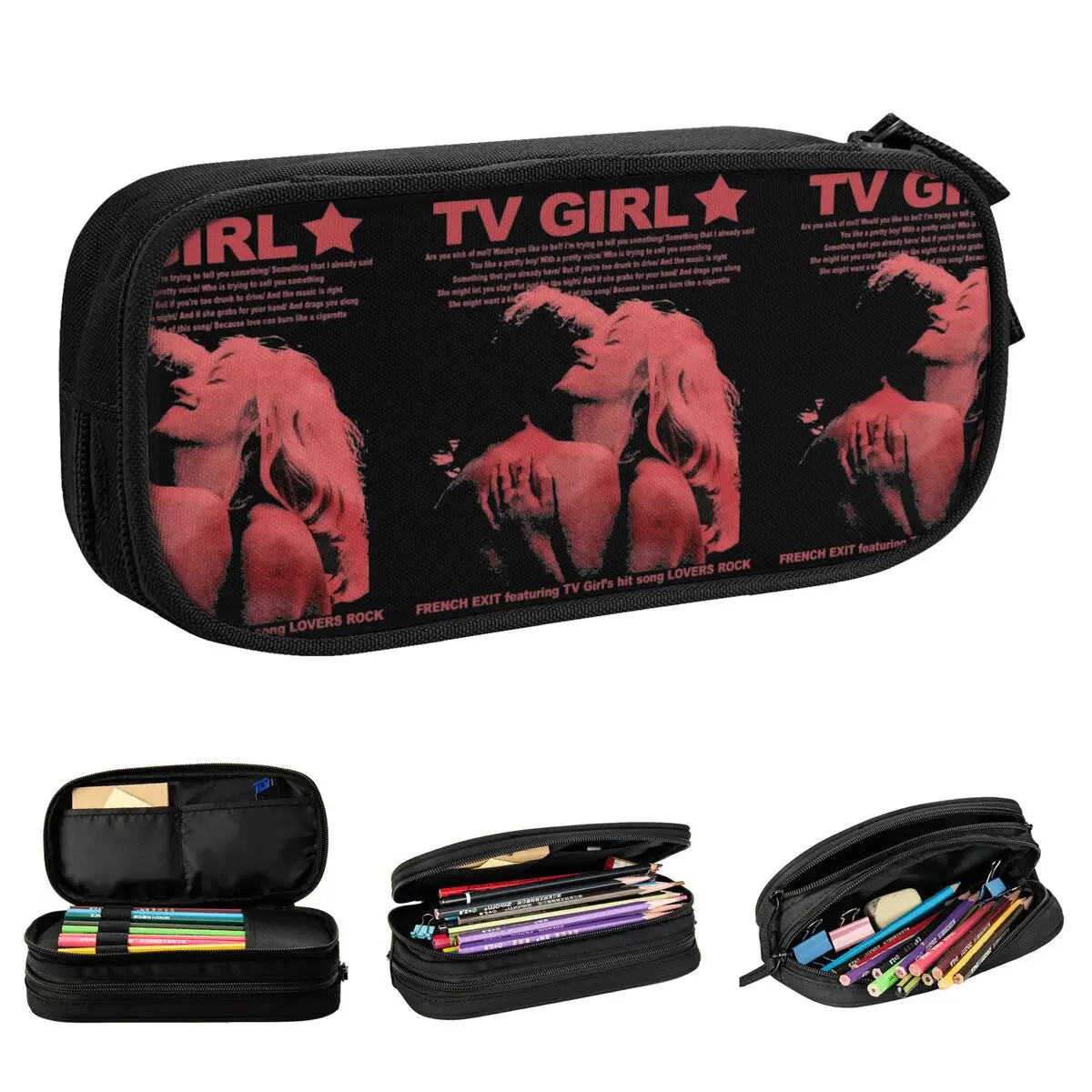 TV Girl French Exit Lovers Rock 90s Pencil Case Pencilcases Pen Holder for Student Big Capacity Bags School Supplies Cosmetic