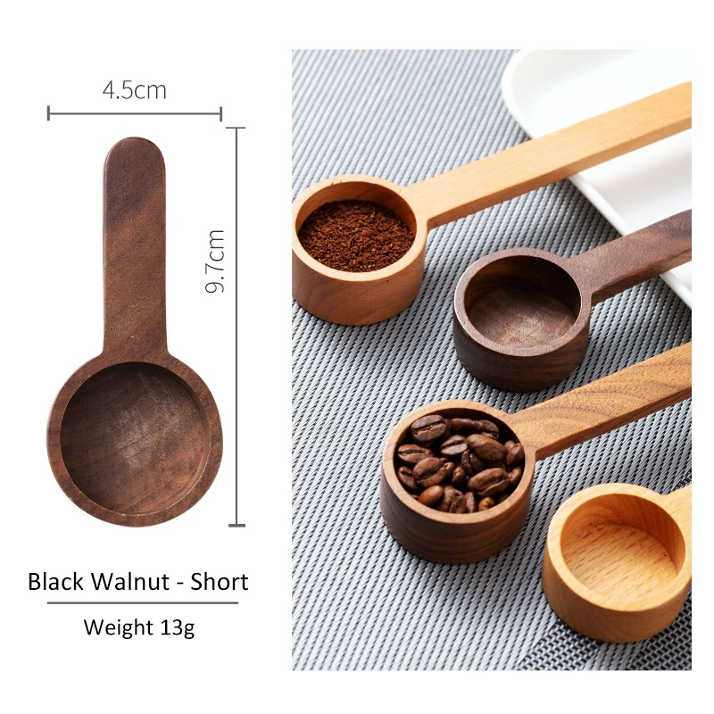 Measuring Wooden Spoon Coffee Bean Powder Black Walnut Measuring Spoon Beech Wooden Spoon Kitchen Measuring Tools