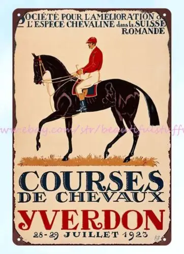 1923 Yverdon horse racing Courses de chevauxs metal tin sign decorate shop