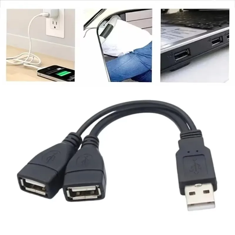 1/2/4/6pcs USB 1 to 2 Splitter Cable USB Double Splitter Adapter Cable USB Female To USB 2 Male USB Charging Extension Cable