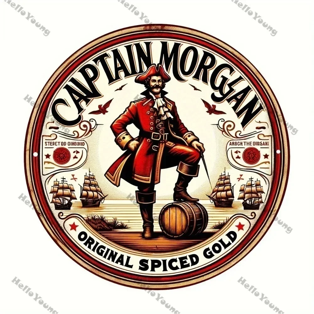 ديكور حائط من الألومنيوم للكابتن مورغان | عمل فني معدني رائع | معلقة على الحائط مقاومة للطقس في الهواء الطلق مع شعار عتيق، #1