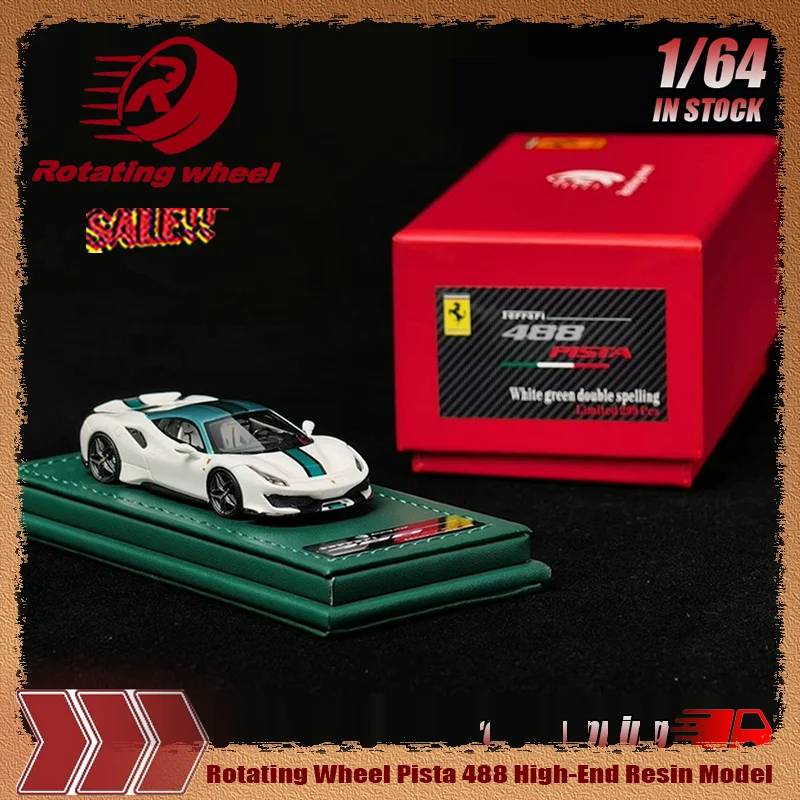 

New Stock Rotating Wheel 1:64 Pista 488 Simulation High-End Resin Static One-Piece Car Model Custom Collection Toy Gift Ornament