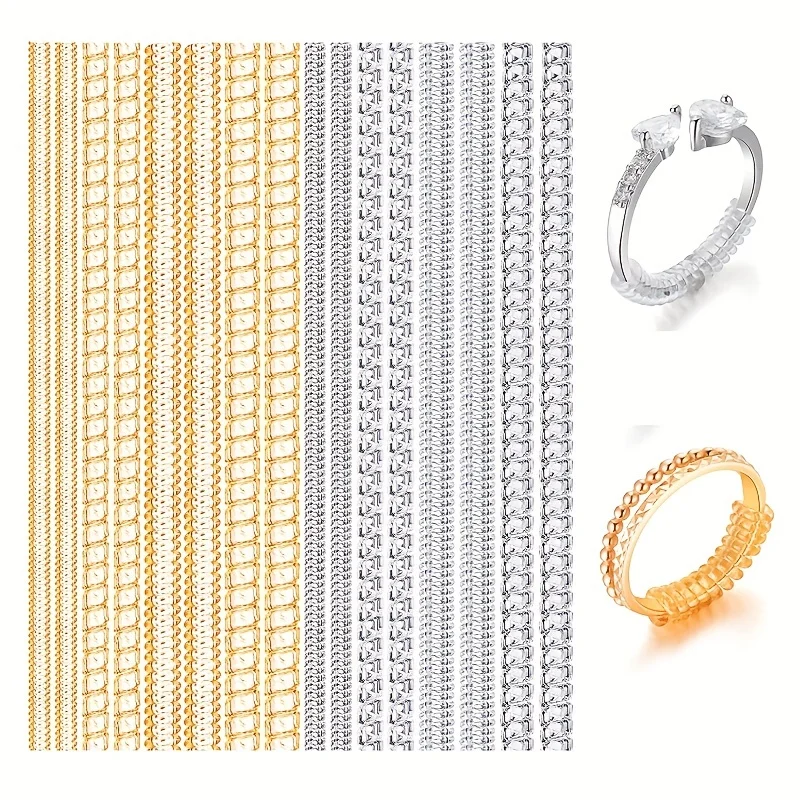Transparent Spiral Ring Adjuster Set Invisible Silicone Guards for Loose Rings 4 Sizes Secure Fit for Men and Women