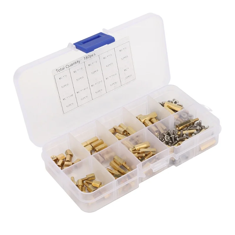 180pcs M2.5 Brass Standoff Spacer Pillar Nut Screws Male Female Hex Pillar Set