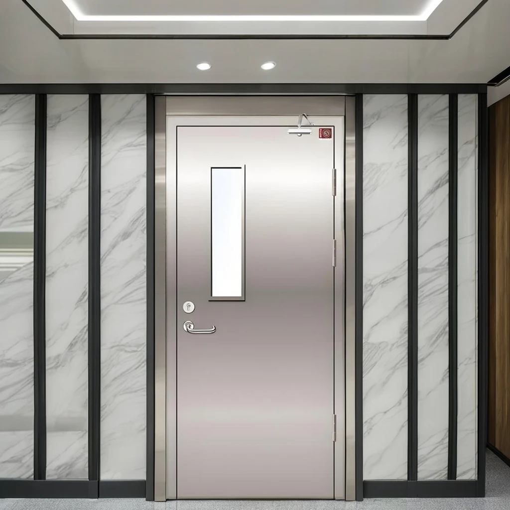 Hot Sale Fire Door Out-patient Emergency Exit Door With Stainless Steel Anti-collision Plate