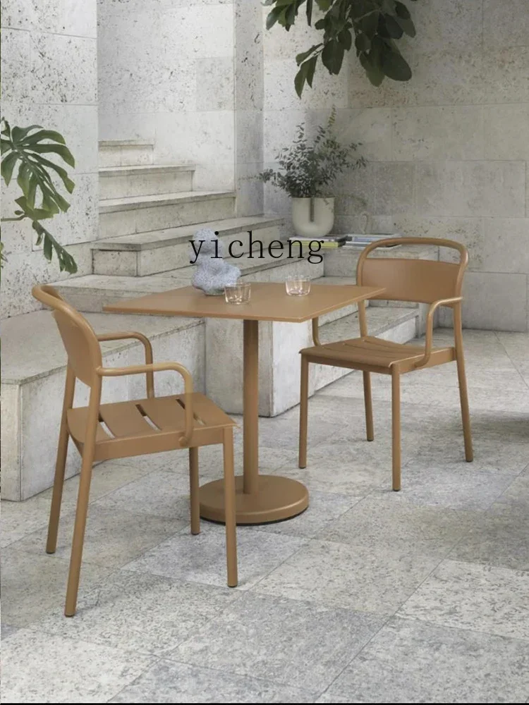 b2 Aluminum Metal Outdoor Desk-Chair Combination Outdoor Milk Tea Courtyard Terrace Garden Villa