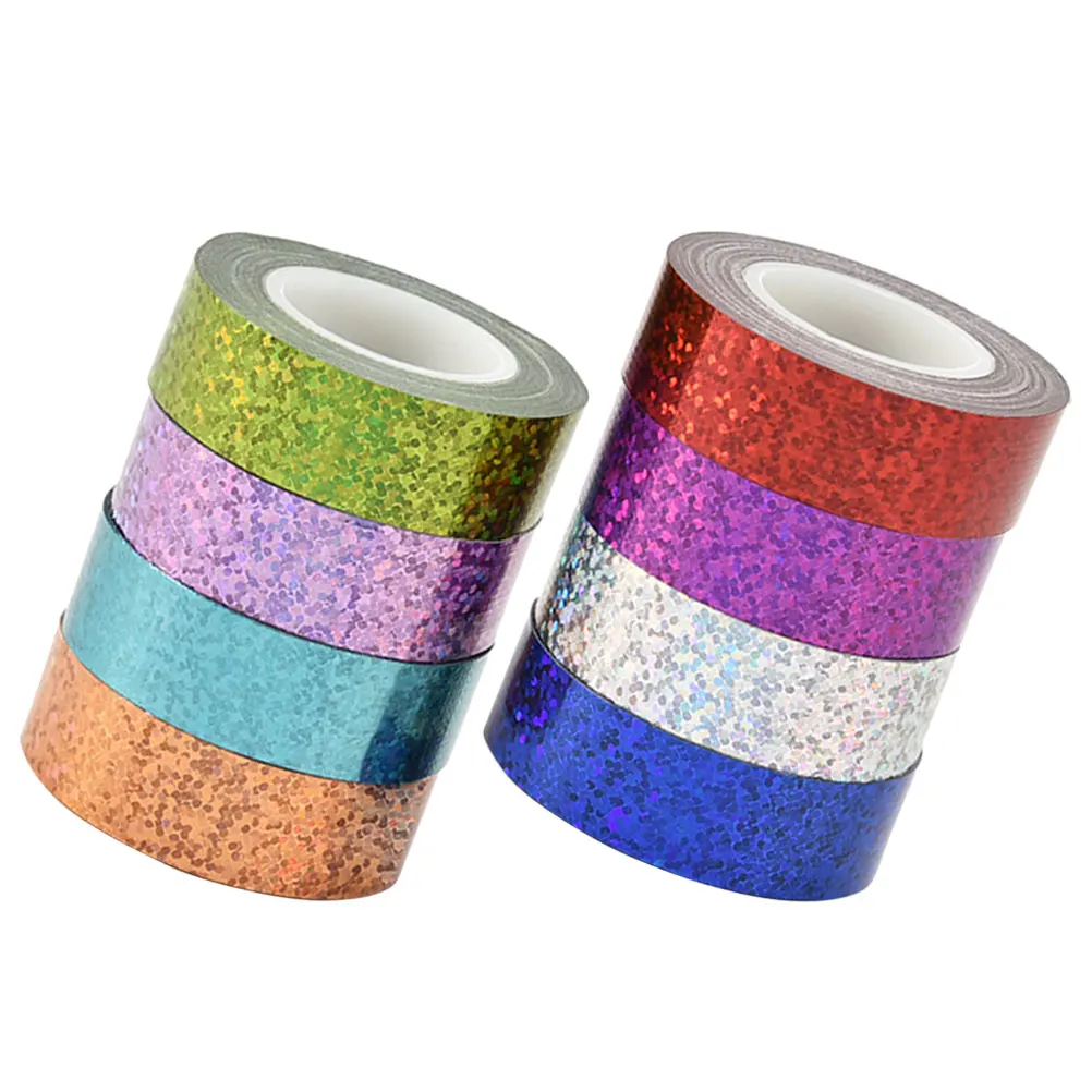 

Laser Cloth Tape Glitter Tapes Kit Reflective Crafting Adhesive Washi Tape Holiday Decor Roll Christmas Tapes Roll Versatile Use